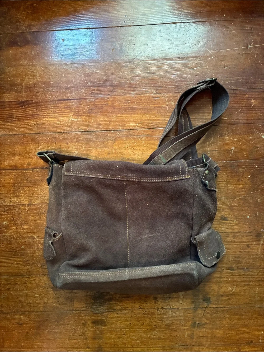 Leather Crossbody Messenger Bag - Brown